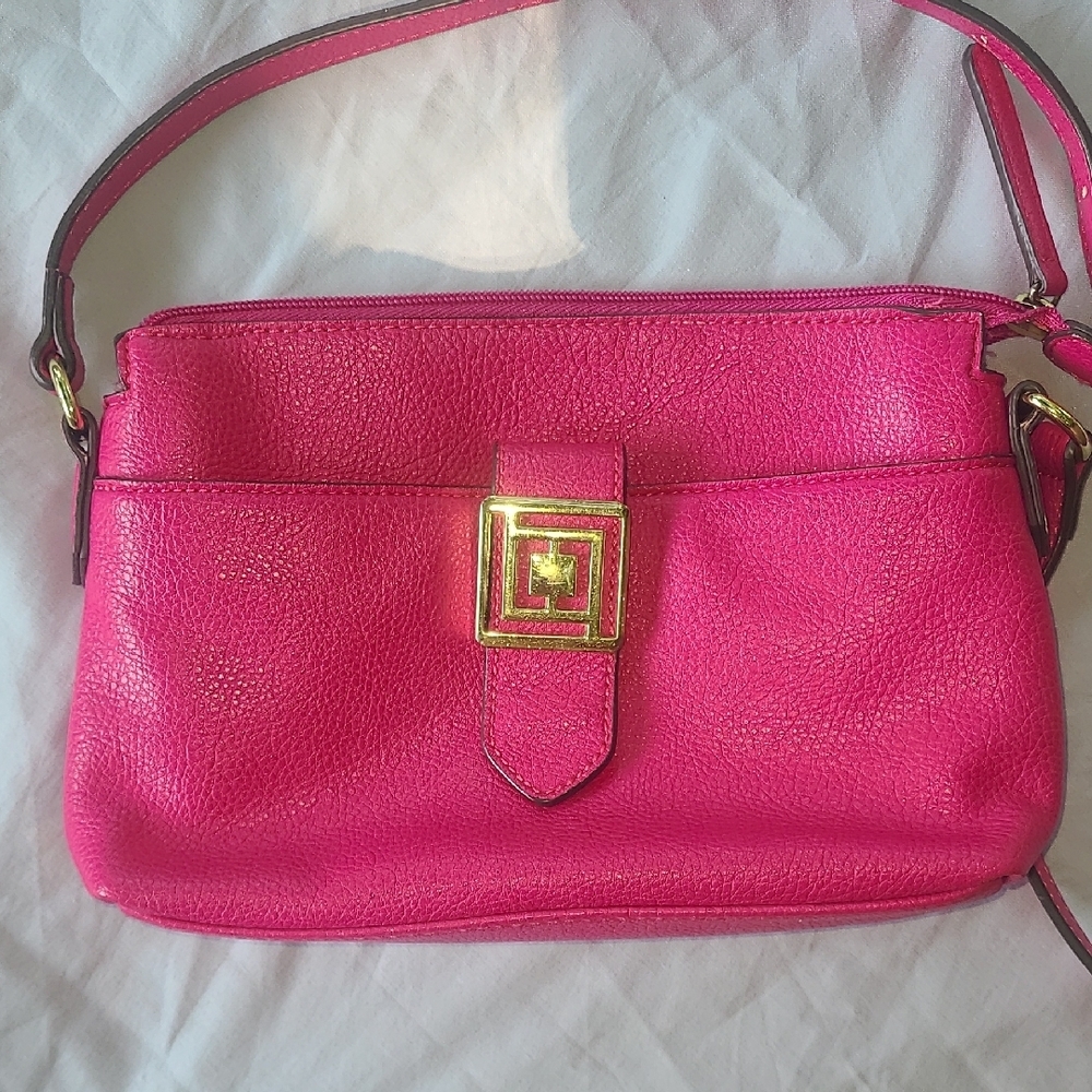 Liz Claiborne Vibrant Pink Small Faux Leather Crossbody Bag CUTE